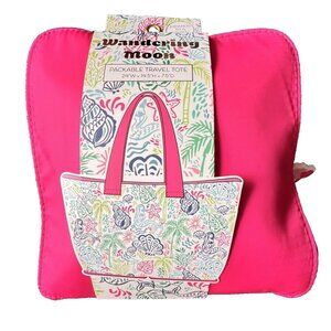 WONDERING MOON Packable Travel Tote Seashell Mermaid Palms TRAVELER Expandable